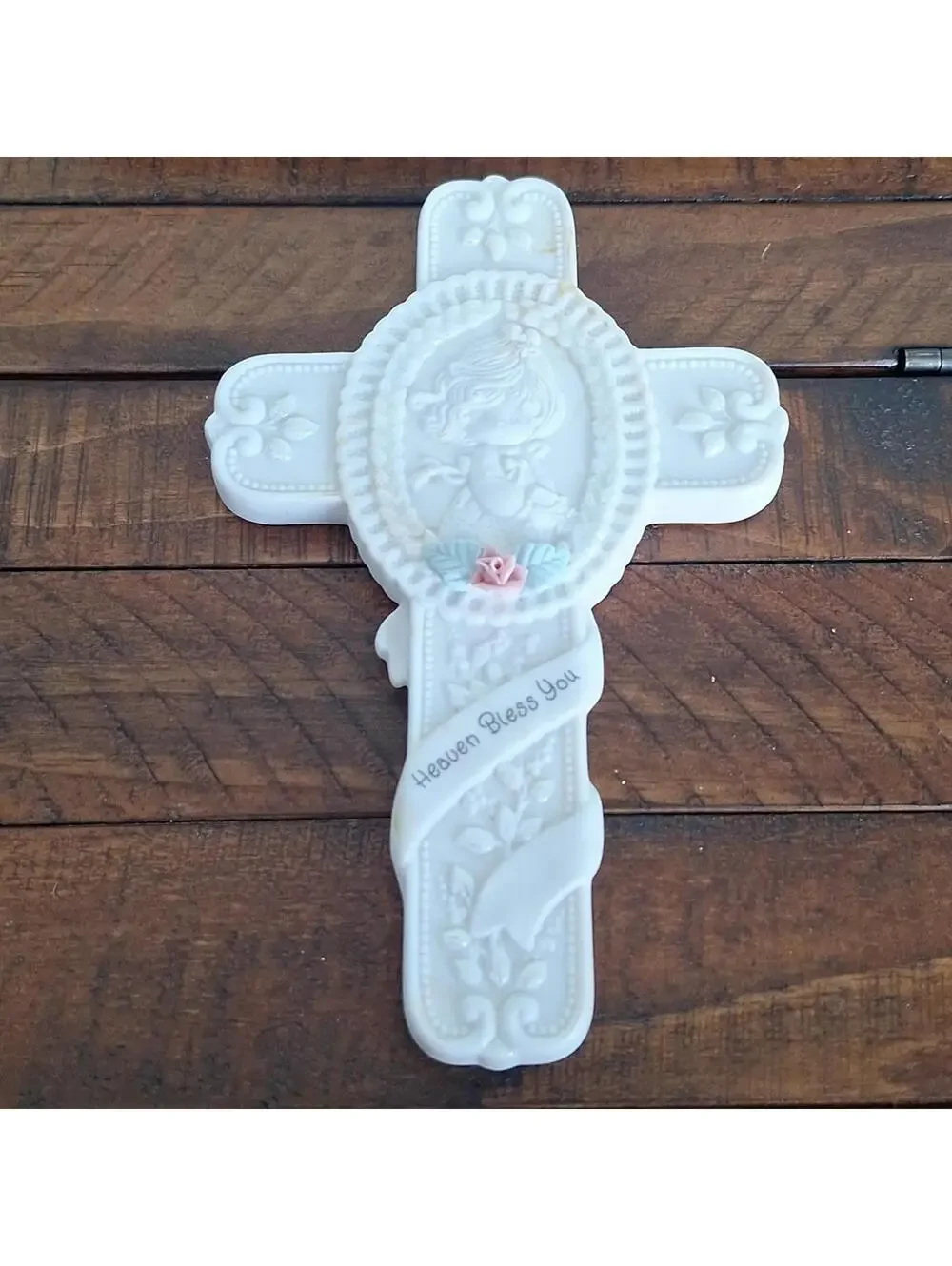 Nwt 1995 Precious Moments Christening Baby Babtism Wall Cross Girls